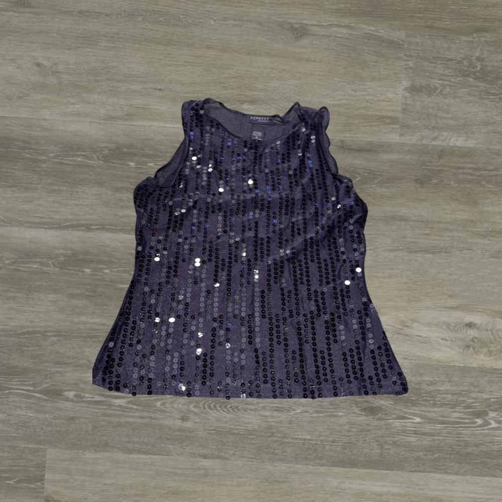 Express sequin black tank top